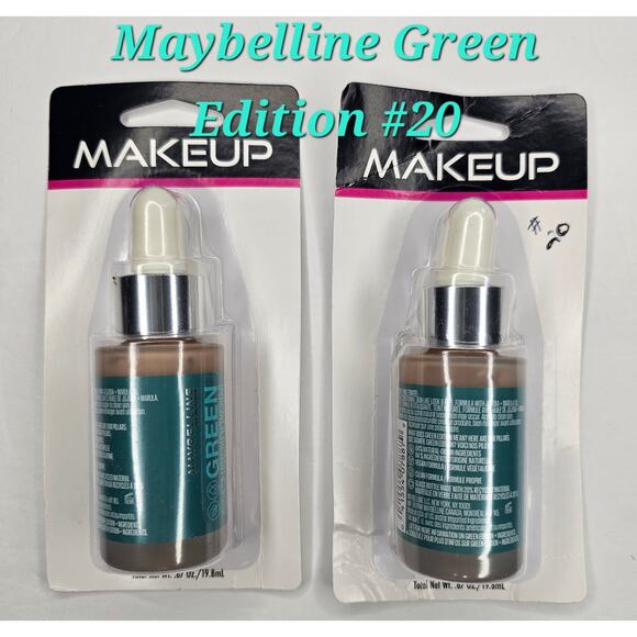 MAYBELLINE Green Edition #20 Super Drop Tinted Oil Makeup Foundation Bundle of 2 - Picture 1 of 5